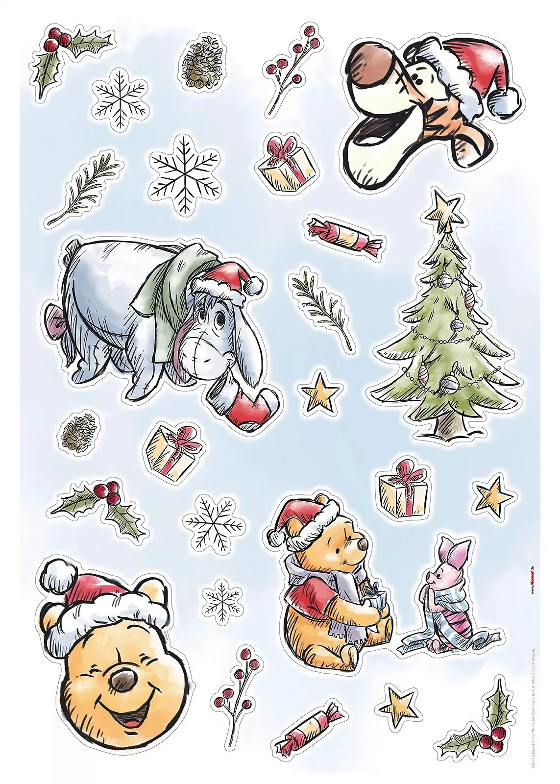 Наклейки на стену Komar Disney Winnie the Pooh Christmas 50 x 70 см 26 шт., фото №2