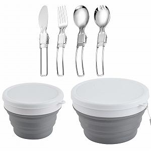 Складной набор GIONAR миски набор из 3 силиконовых мисок с крышкой - Фото 1