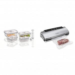 Вакуумний пакувальник CASO VacuBoxx E-Set - 4 квадратних вакуумних контейнера та VC10. Зварний шов 30 см - Фото 1