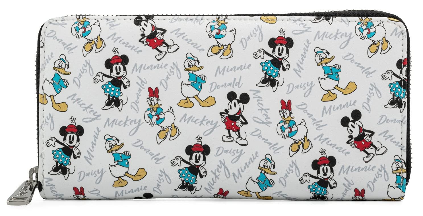 Клатч Loungefly Disney Mickey Minnie Mouse Daisy Donald Duck Zip White Белый/Пышный Сад, фото №2