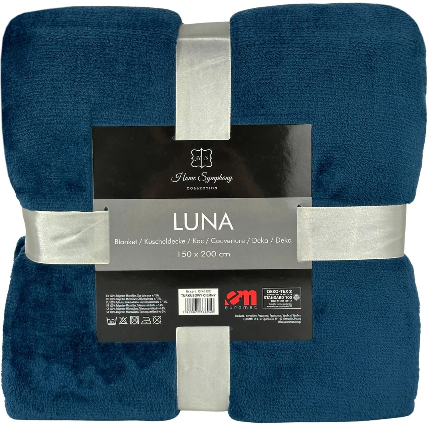 Одеяло Euromat Фланель Микрофибра, Уютное одеяло, Покрывало на кровать, 150 x 200 см (Темно-бирюзовый), Темно-бирюзовый, фото №3
