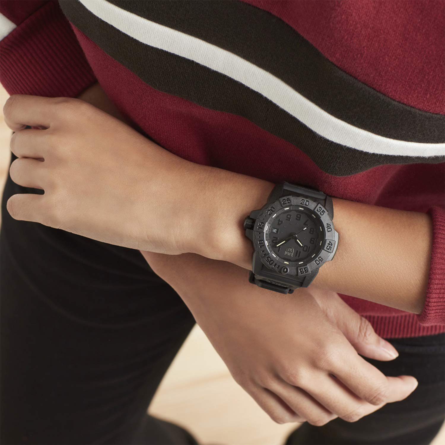 Годинник Luminox NavySEAL 3500 Series XS.3501.BO, карбоновий корпус, чорний циферблат, чорний ПУ ремінець, фото №6