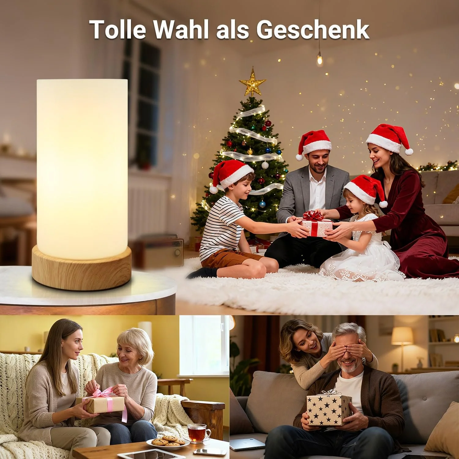 Настільна лампа сенсорна зі скляним абажуром 3 рівні яскравості E14 4 Вт, фото №2