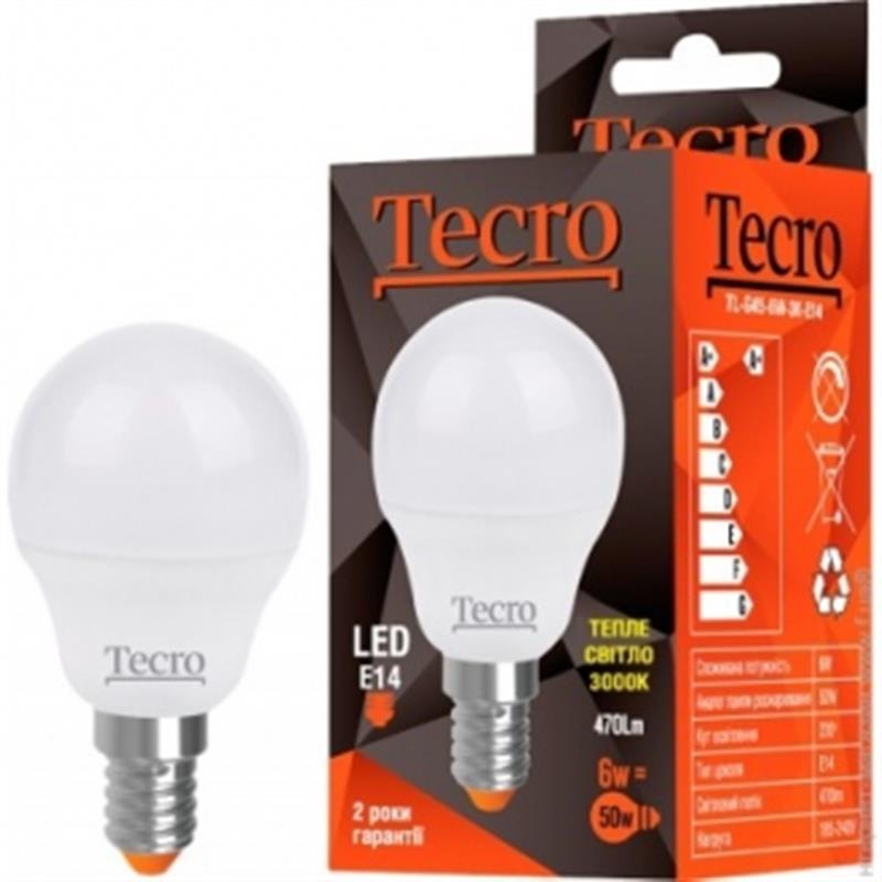 Лампа LED Tecro TL-G45-6W-3K-E14 6W 3000K E14, фото №1