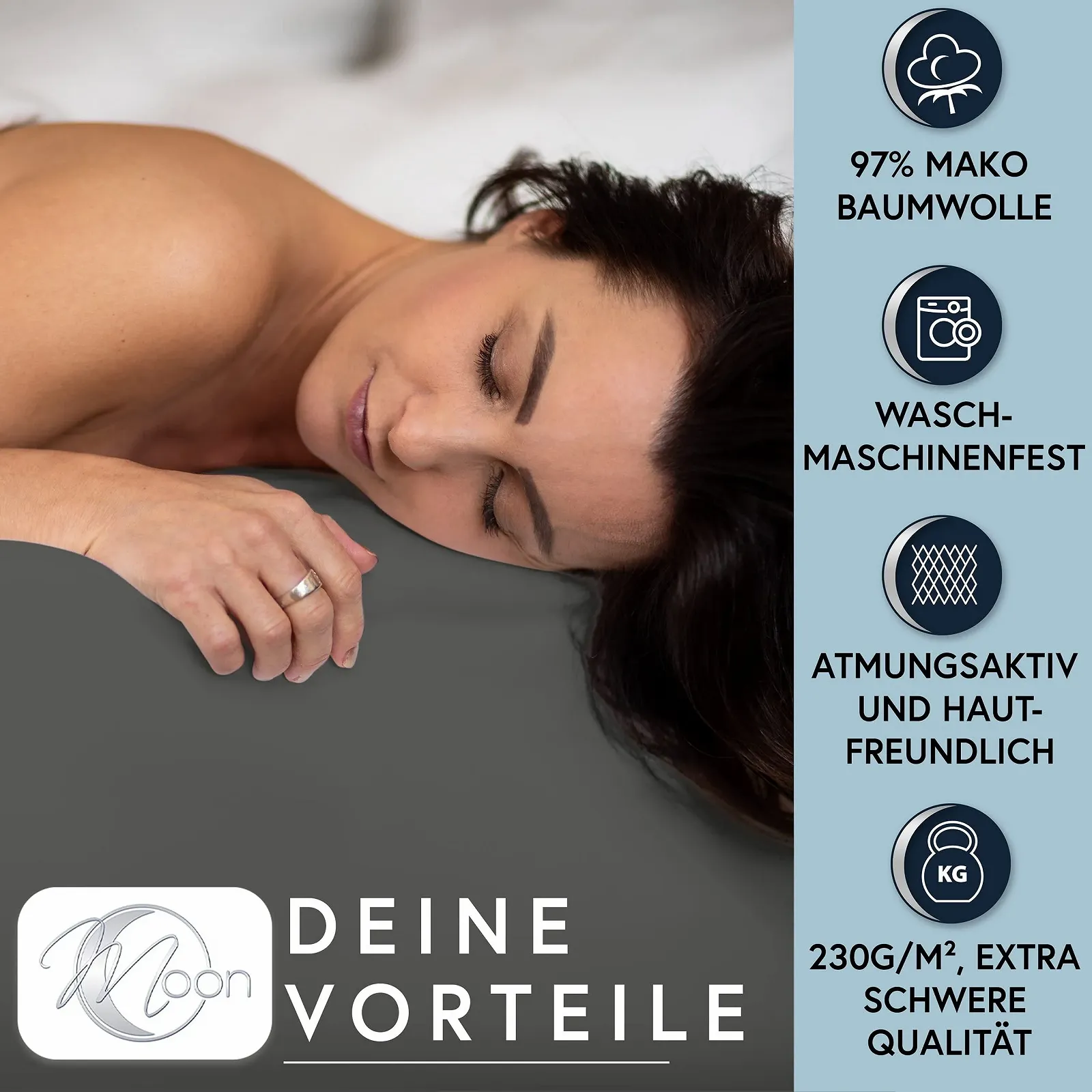 Простыня на резинке трикотажная MOON-Luxury Jersey 120x200 - 120x220, фото №2 Простыня на резинке трикотажная MOON-Luxury Jersey 120x200 - 120x220, фото №2