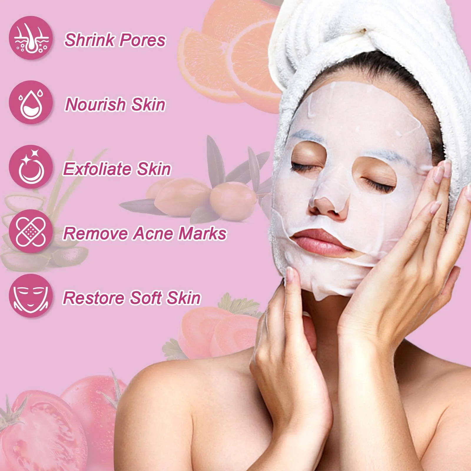 Тканинна маска для обличчя Ledeak Набір з 10 штук, фото №6