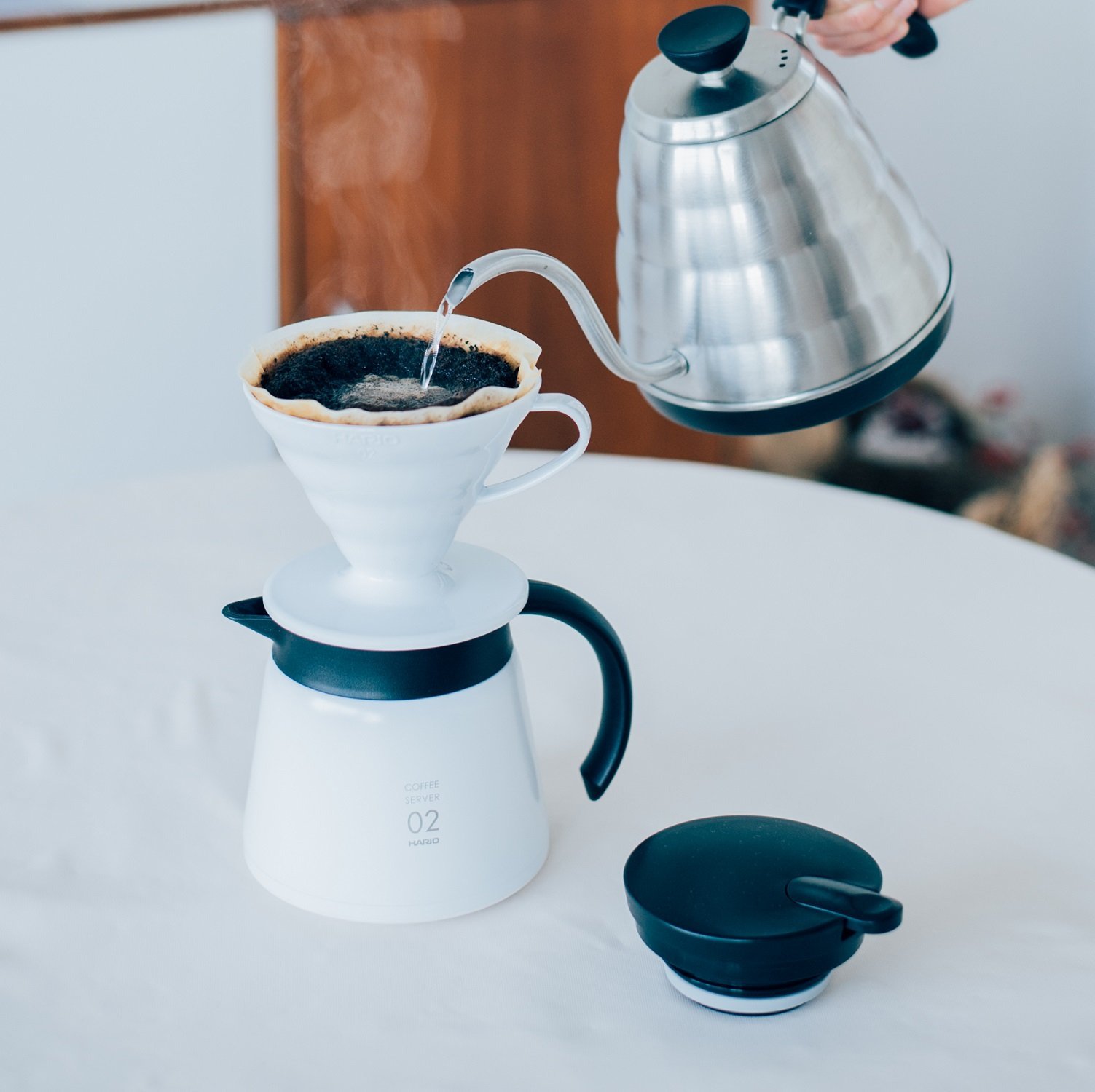 Чайник Hario V60 / 600 мл / Білий / Нержавіюча сталь / Пластик, фото №3