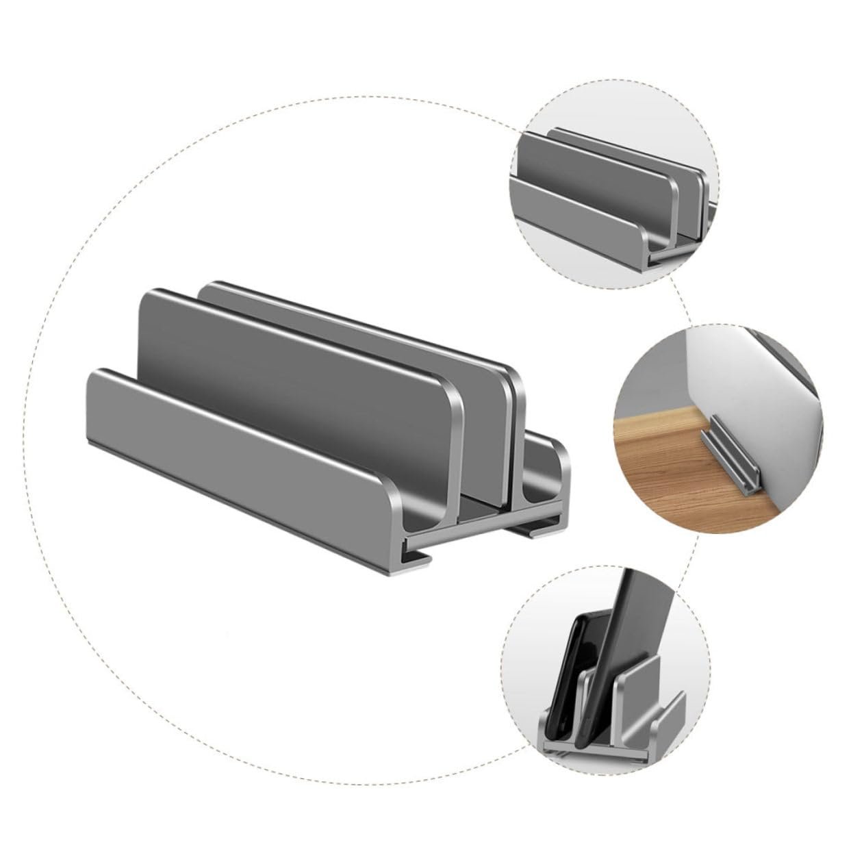 Подставка для ноутбука Алюминиевый сплав Портативная подставка для компьютера Практичный держатель для телефона Вертикальная подставка для ноутбука для стола, фото №5 Подставка для ноутбука Алюминиевый сплав Портативная подставка для компьютера Практичный держатель для телефона Вертикальная подставка для ноутбука для стола, фото №5
