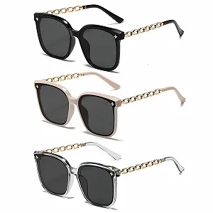 Сонцезахисні окуляри DKDDSSS, 3 шт., великі, прямокутні - Фото 1