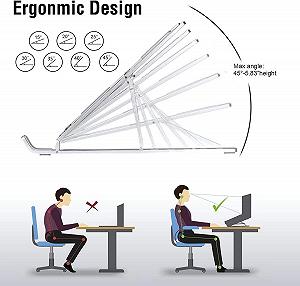 Підставка для ноутбука OUGEP, портативна складна регульована по висоті, сумісна з MacBook Pro Air, iPad, Lenovo, HP усі 10-15,6 дюймові планшети (срібна) synthetic.ua - Фото 1