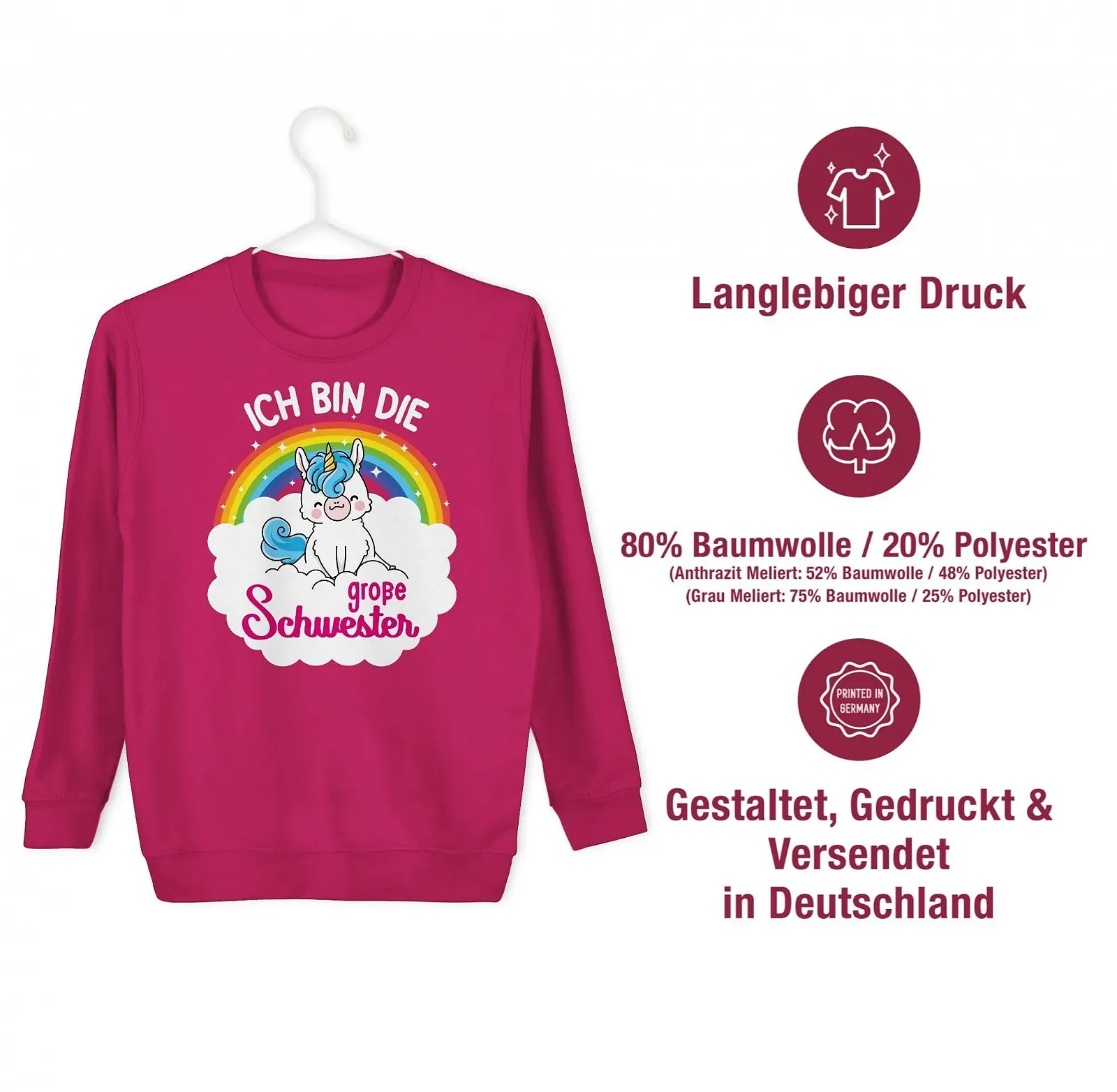 Світшот Дитячий Світшот і Дівчаток Shirtracer Я Старша Сестра Єдиноріг, фото №4