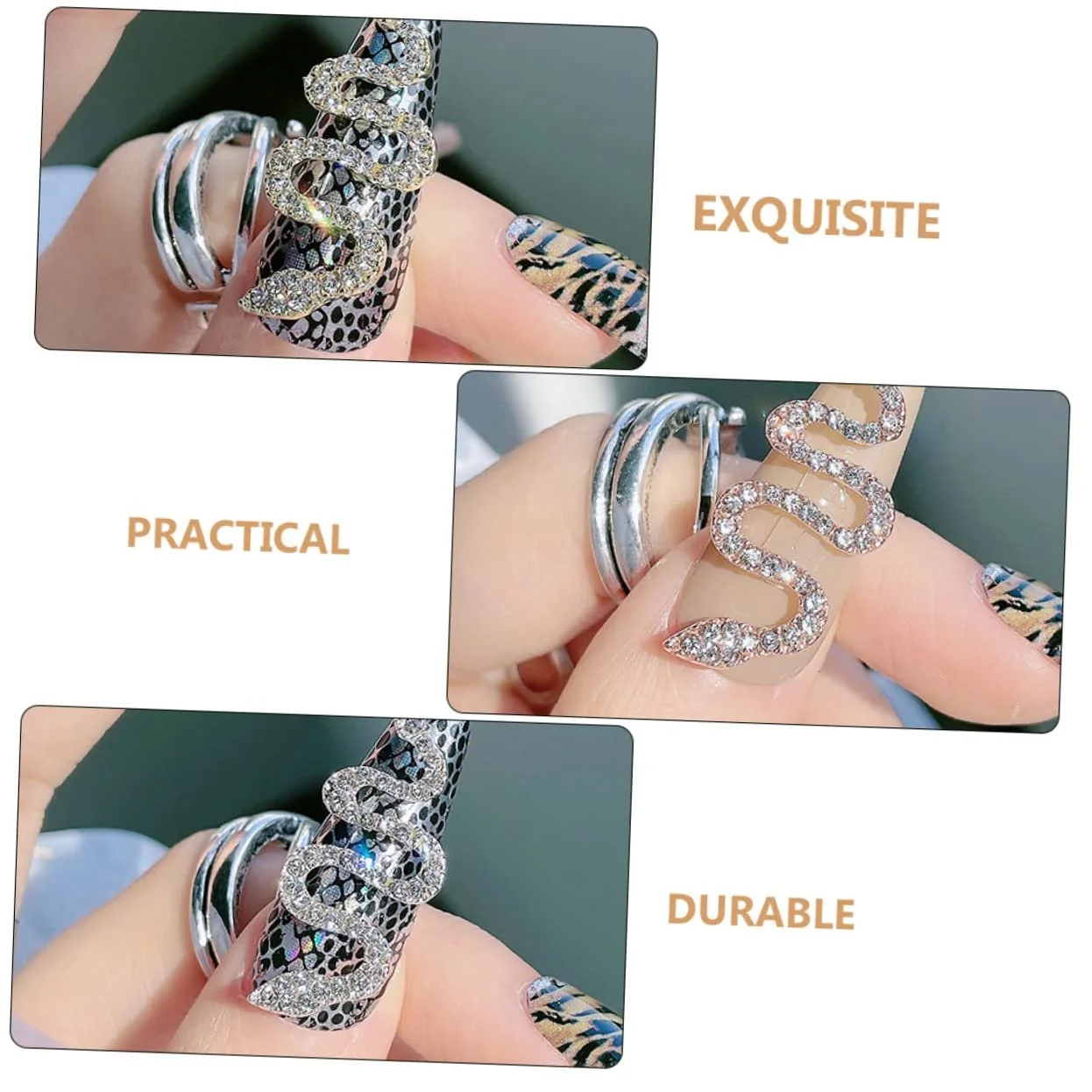 Прикраса для нігтів у вигляді змії Housoutil, 3D, фото №9