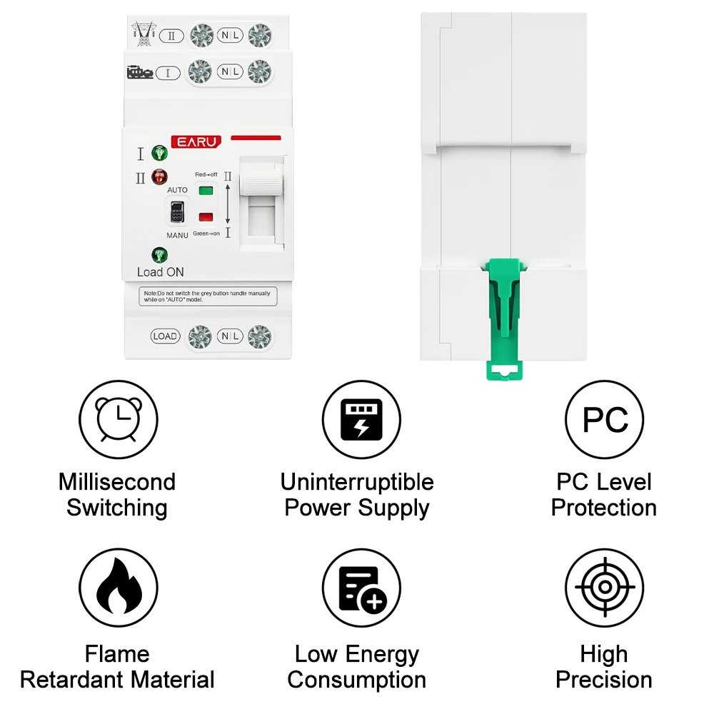 Автомат введення резерву EARU EAATS-F-CG-80 2P 80A 230V АВР перемикач, фото №4