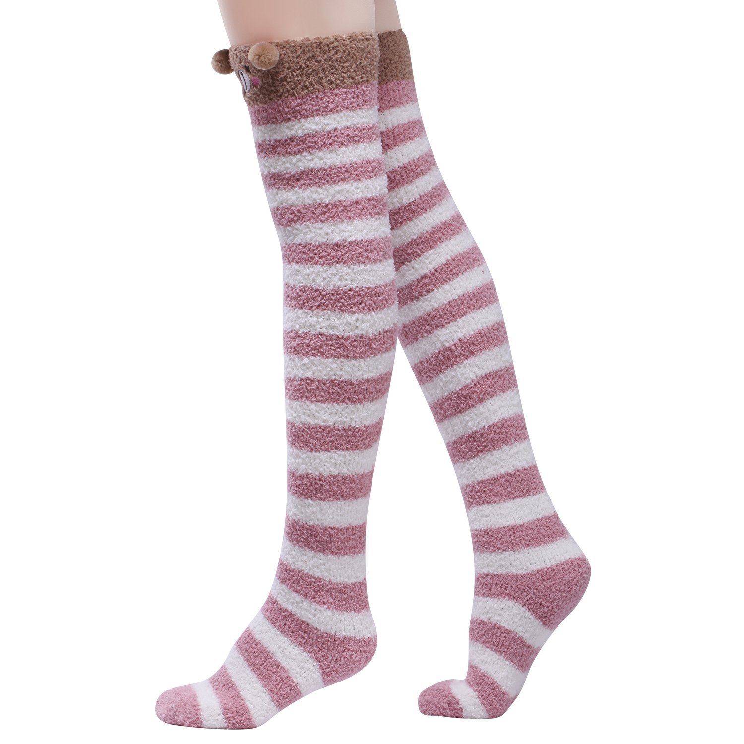 Гольфы LittleForBig С животными из кораллового вельвета в полоску, 2 пары, фото №3