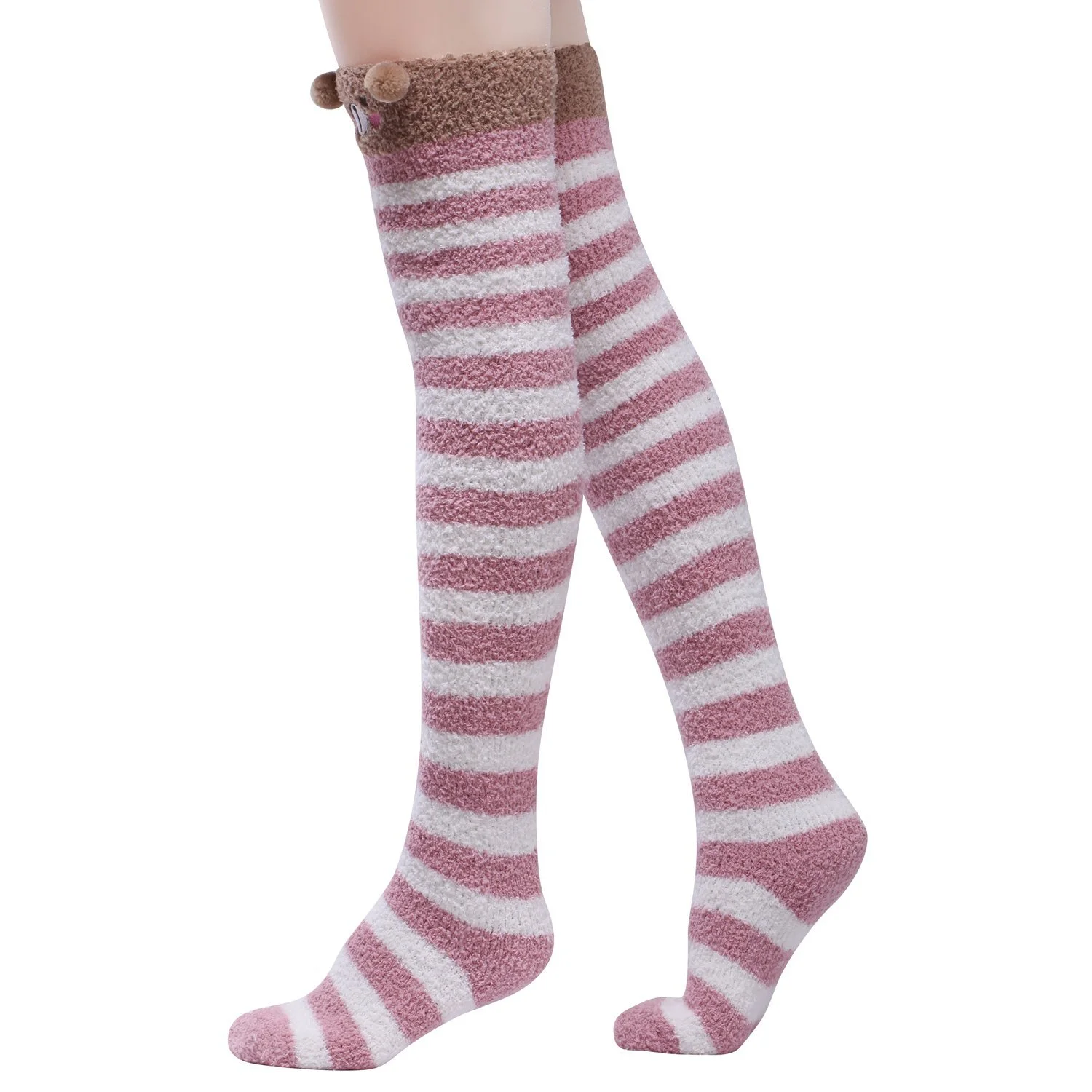 Гольфы LittleForBig С животными из кораллового вельвета в полоску, 2 пары, фото №3