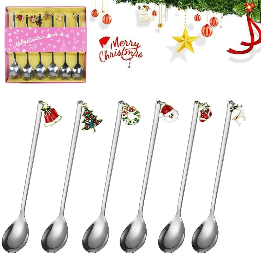 Ложка Різдвяна, набір 6 штук, з нержавіючої сталі, фото №1