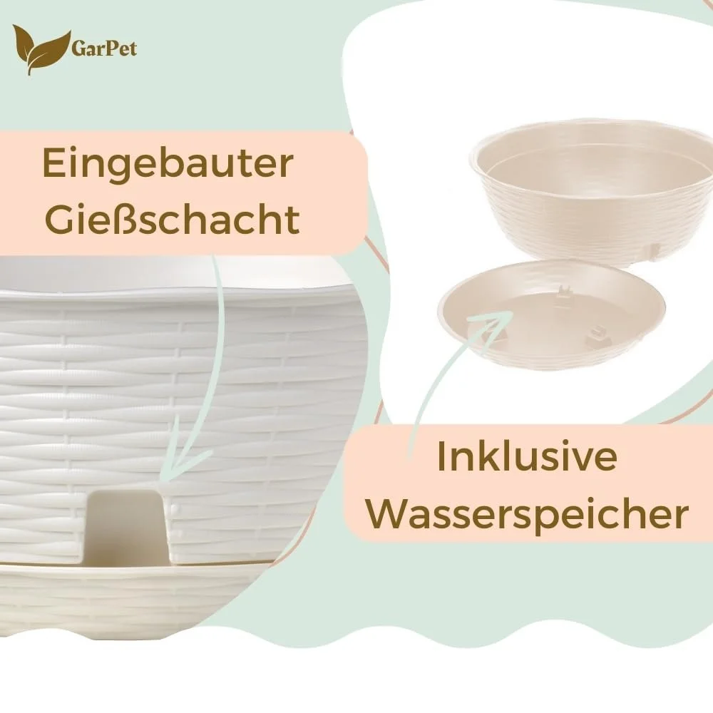 Підвісні кошики GarPet Набір з 2 шт. Ротанг Білий З металевими ланцюжками, фото №4