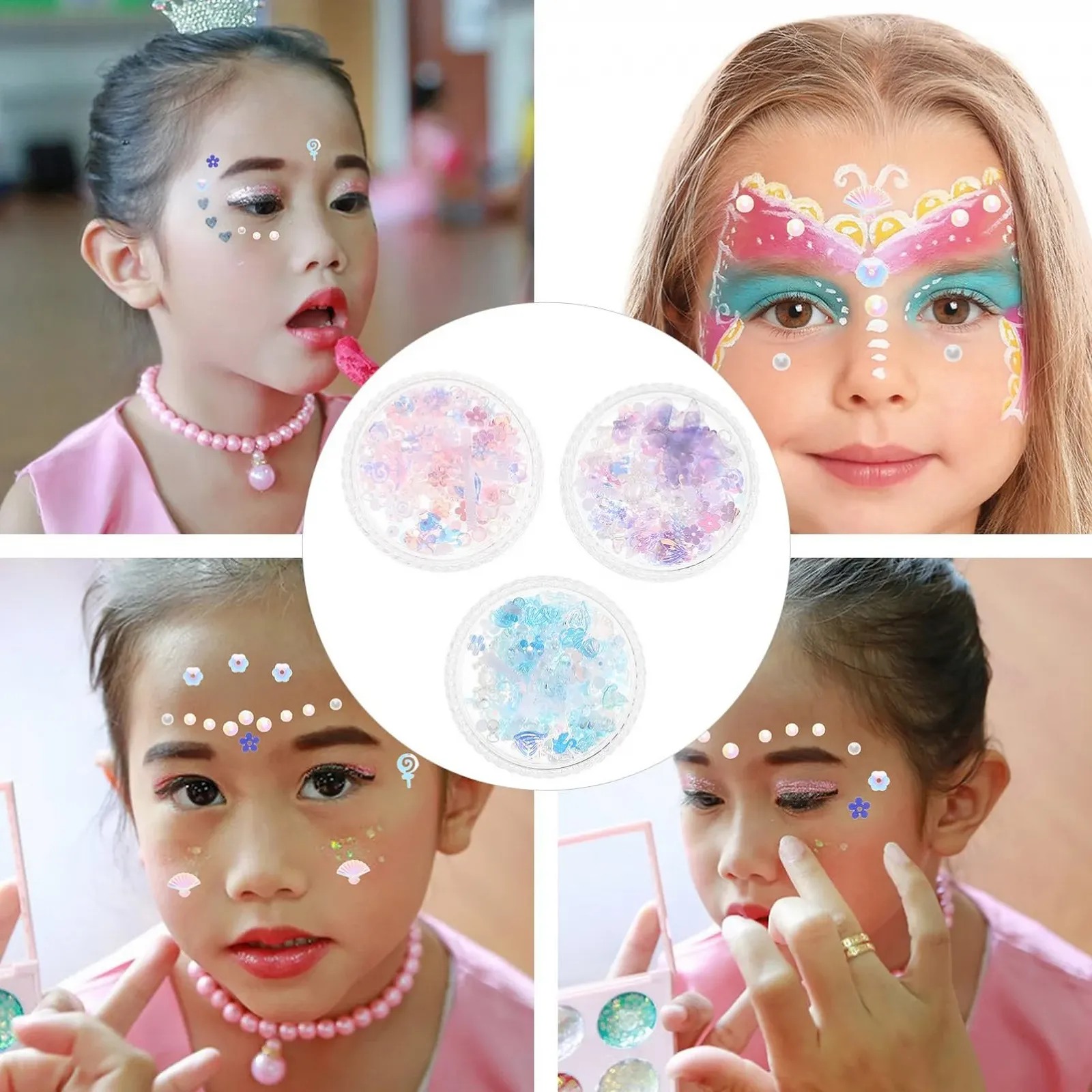 Наклейки для лица Ipetboom, 3 коробки, самоклеящиеся, в форме бабочек и русалок, для макияжа, наклейки на лицо, глаза, ногти, стразы, татуировки, фото №5