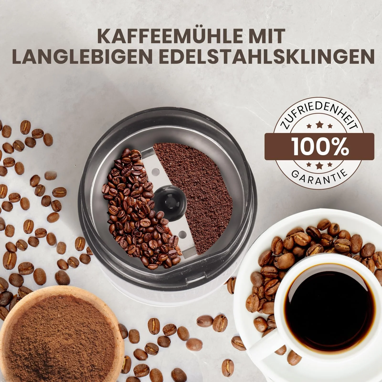 Електрична кавомолка 150 Вт, подрібнювач спецій з лезами з нержавіючої сталі, компактна для кави, бобів, горіхів, насіння, трав, фото №6