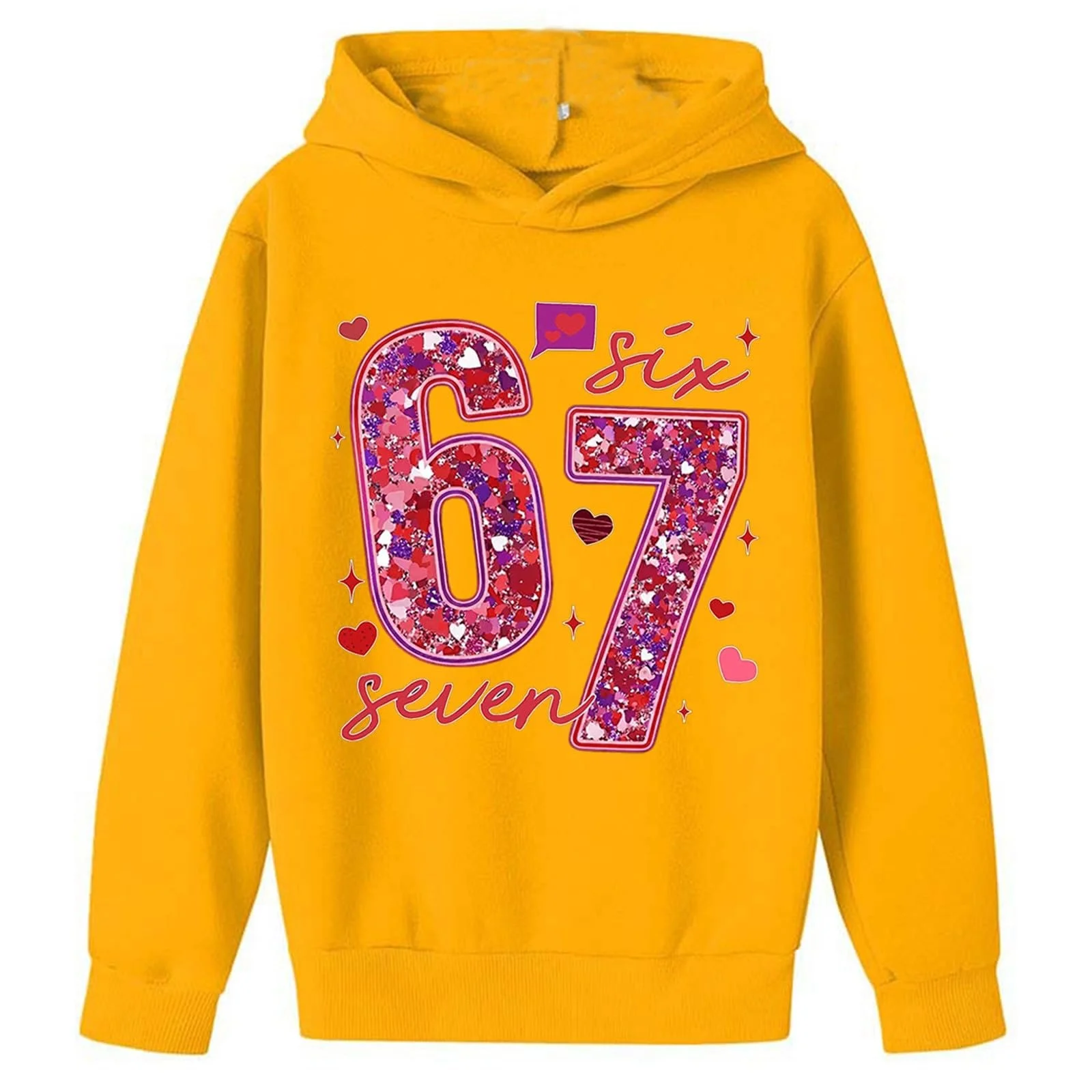 67 Пуловер Худи Детский Мультяшный Длинный Рукав Туника Топы Ретро Шесть Семь Худи с Принтом для Вечеринок Праздничная Уличная Одежда для Детей, фото №1