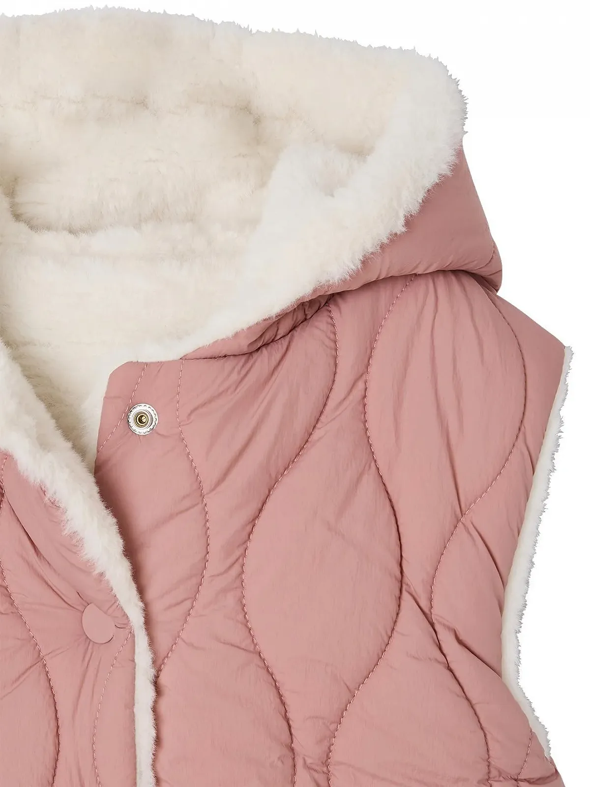 Дівчачий двосторонній стьобаний жилет з капюшоном Vertbaudet з переробленим наповнювачем, фото №4