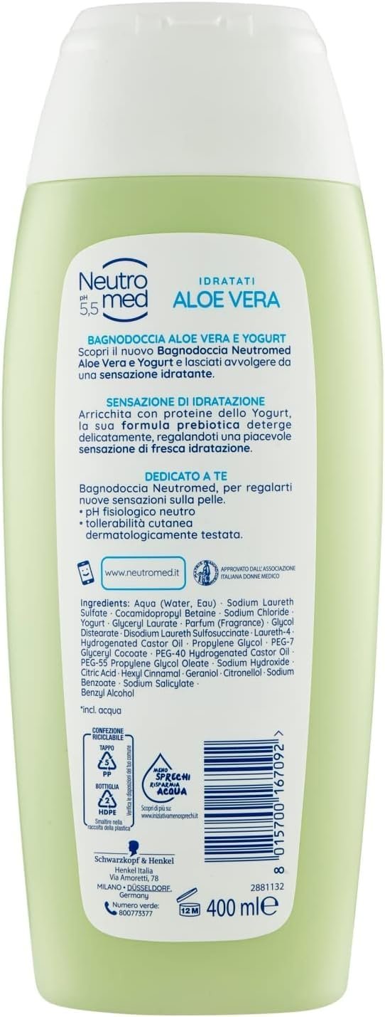 Гель для душу Neutromed pH 5.5 Idratati Алое вера 4 x 400 мл, фото №4