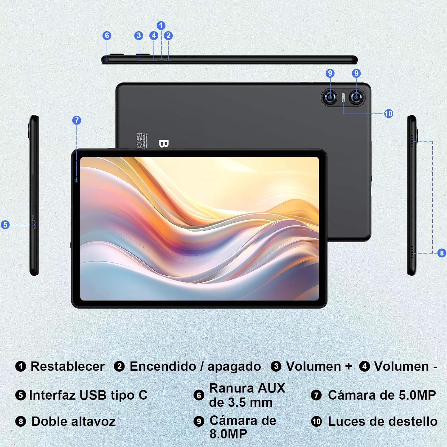 Планшет 10.1" Biegedy B22 6+14/128Gb 8 ядер Android 14 6000 mAh Черный, фото №7 Планшет 10.1" Biegedy B22 6+14/128Gb 8 ядер Android 14 6000 mAh Черный, фото №7