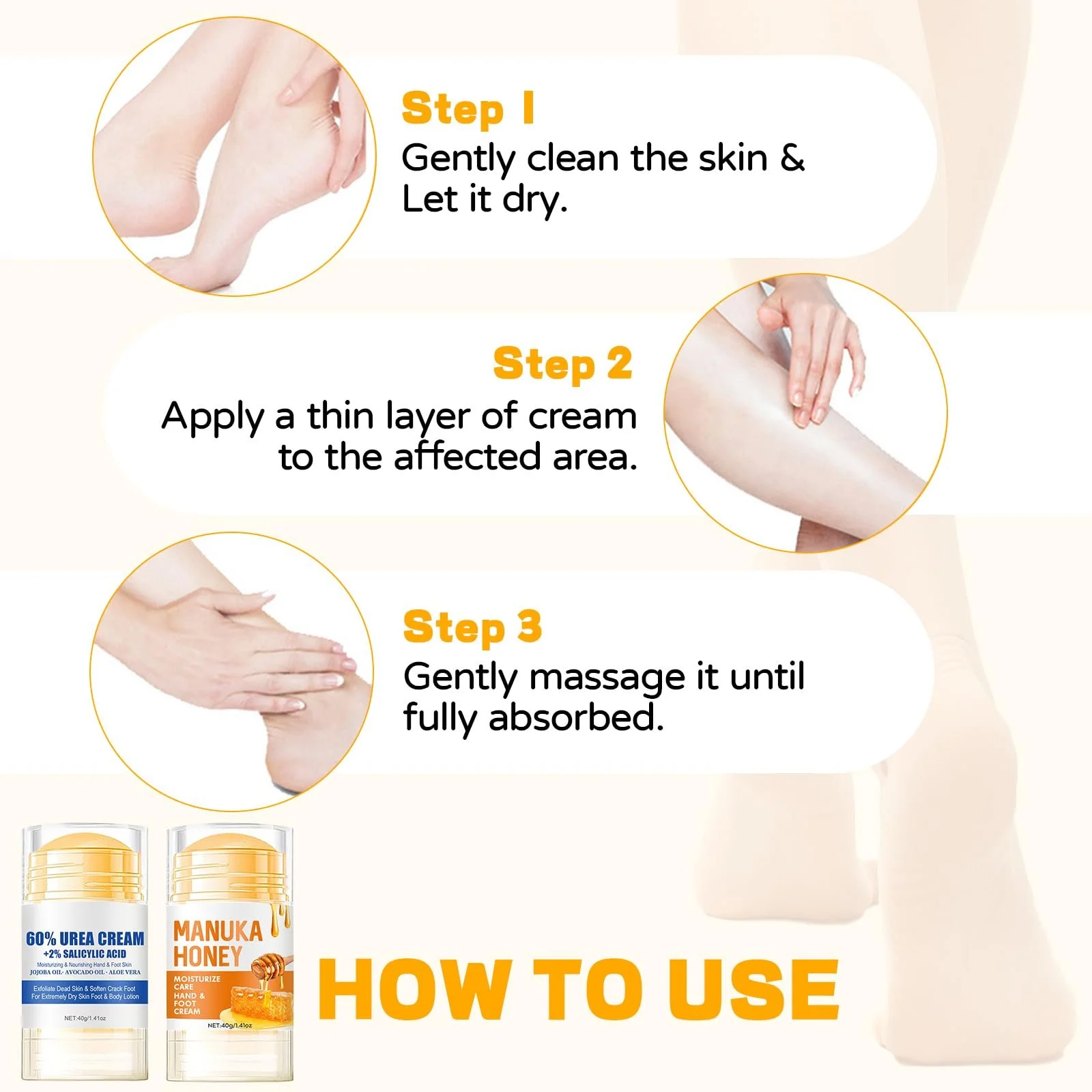 Набор кремов-стиков для ног Hydrating and Anti-Cracking 60% Urea Honey для очень сухой кожи 2 шт., фото №7