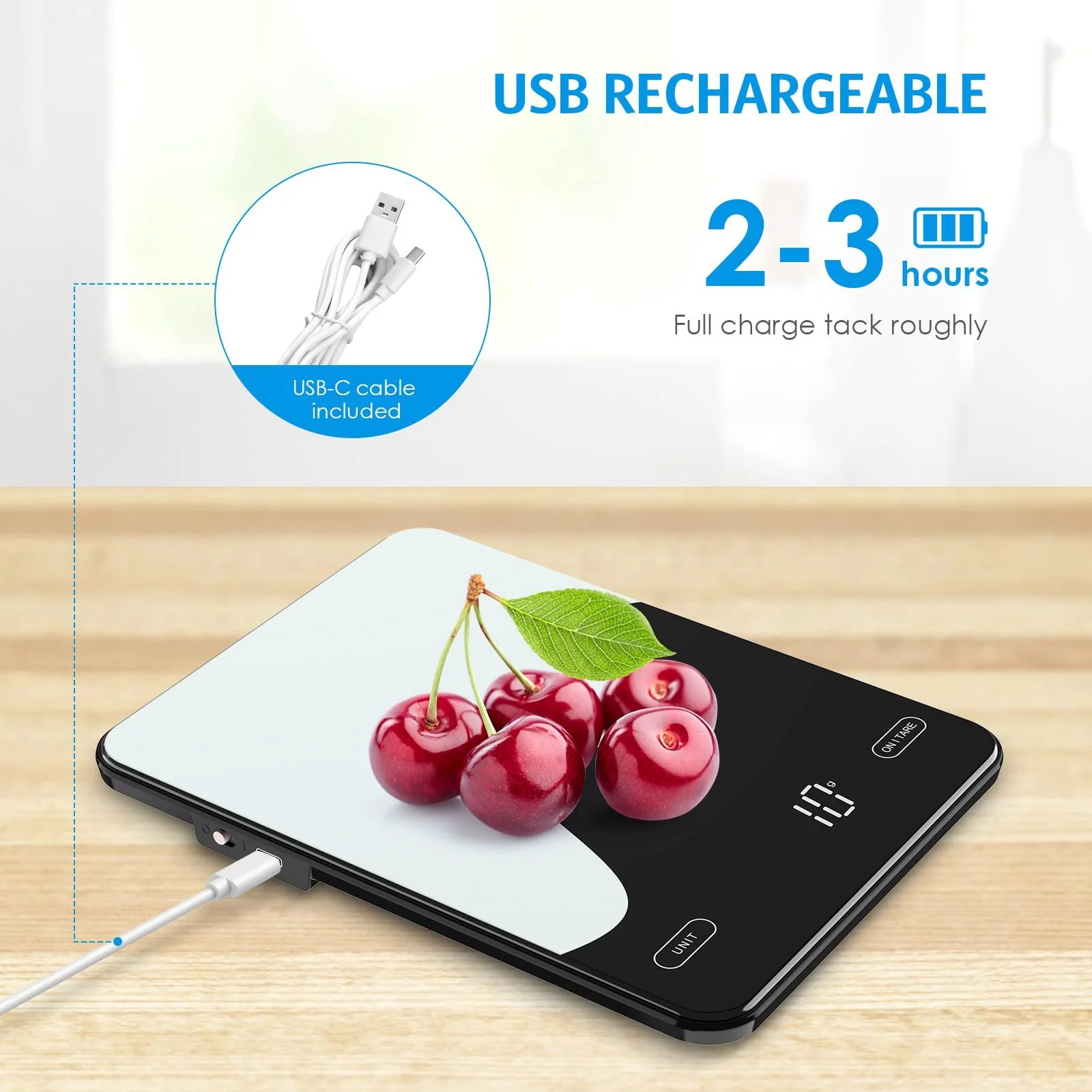 Кухонні ваги Brifit 10 кг 1 г цифрові LED USB-C акумуляторні, фото №5 Кухонні ваги Brifit 10 кг 1 г цифрові LED USB-C акумуляторні, фото №5