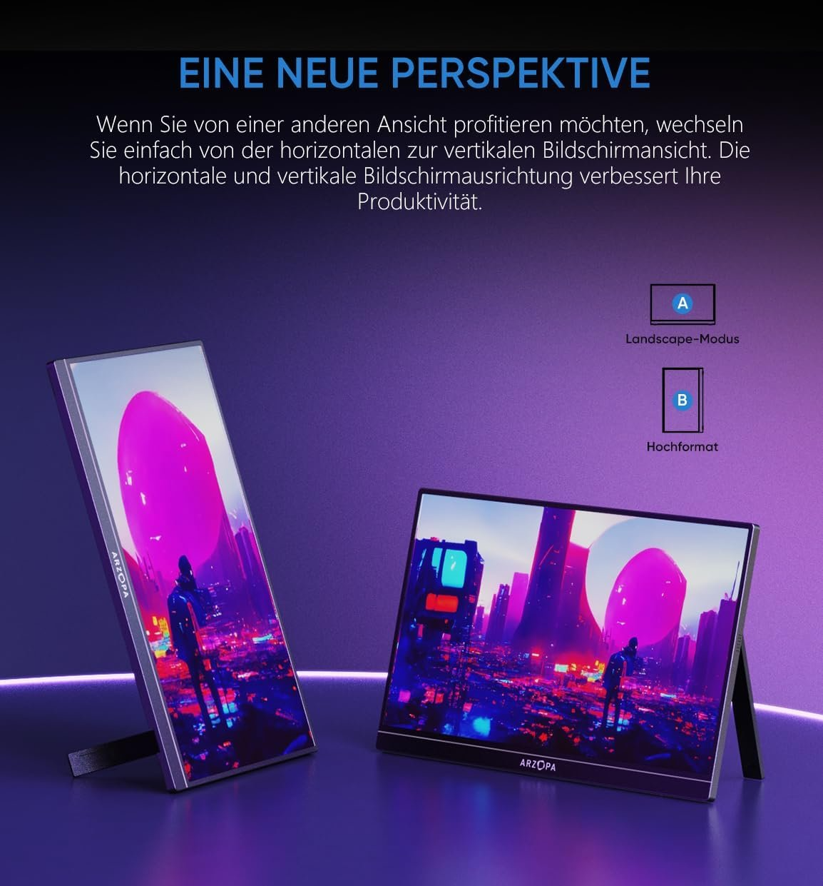 Монітор портативний 16.1" Arzopa G1 Game Full HD IPS 144 Гц, фото №5