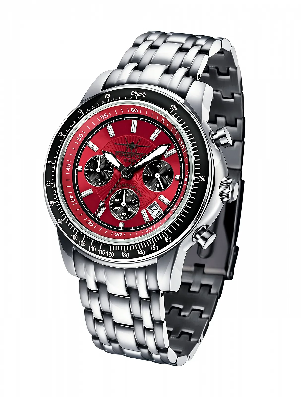 Часы Хронограф FIREFOX Airliner FFS04-105b Sunray Red, красный, браслет, фото №1