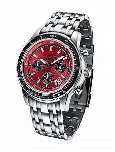 Часы Хронограф FIREFOX Airliner FFS04-105b Sunray Red, красный, браслет - Фото 1