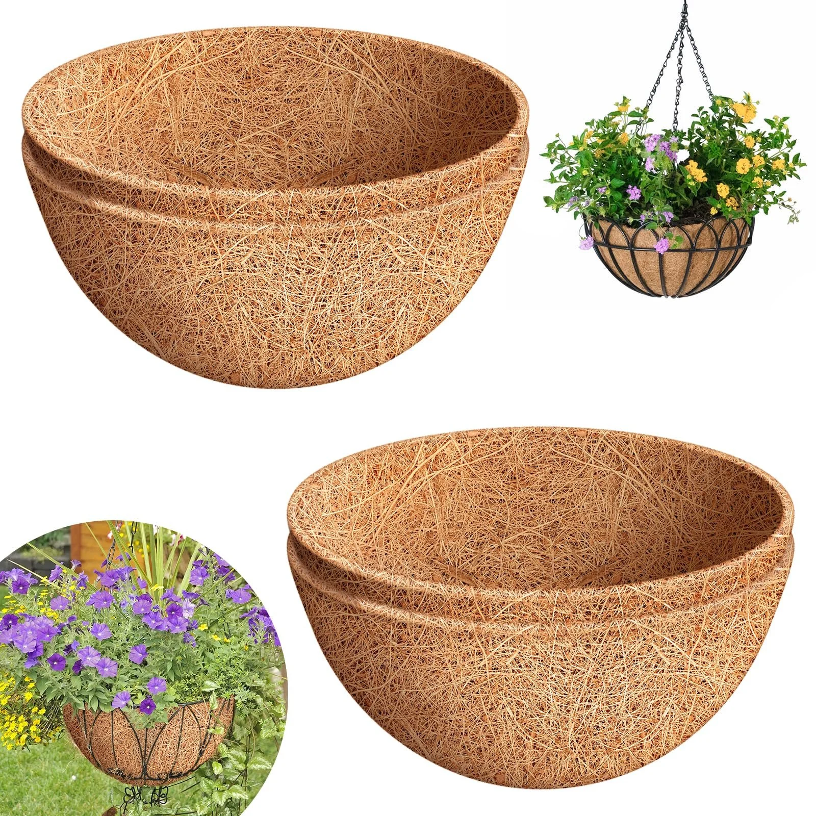 Круглий вкладиш для кошика Riare Натуральне кокосове волокно 4,14 дюйма 4 штуки, фото №1 Круглий вкладиш для кошика Riare Натуральне кокосове волокно 4,14 дюйма 4 штуки, фото №1