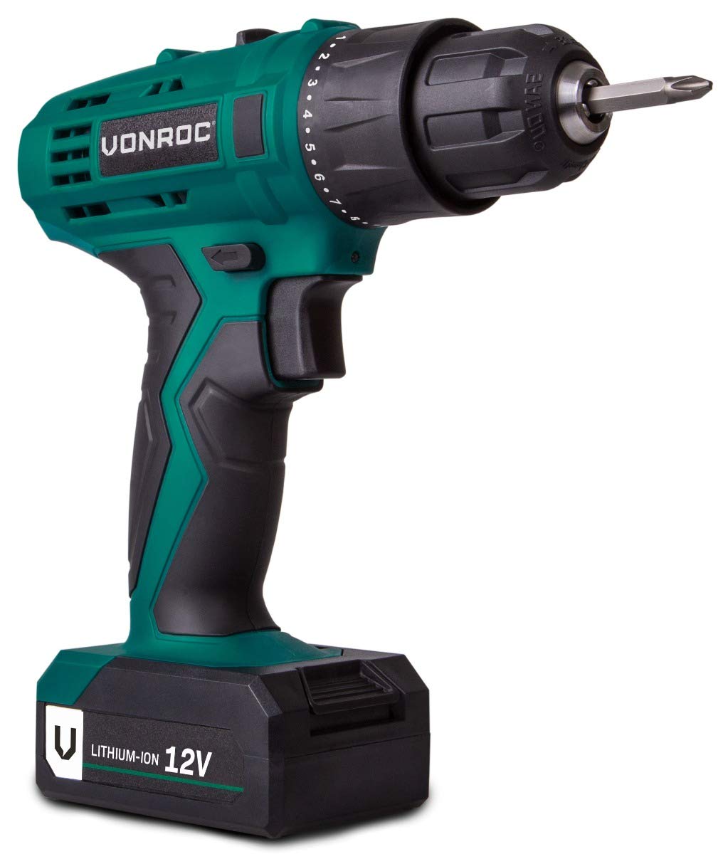 Шурупокрут VONROC Cordless 12 V Акумулятор Зарядний пристрій Біти Гвинти Сумка, фото №1