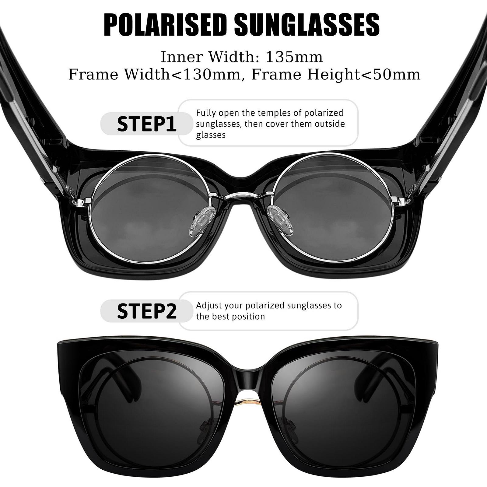 Сонцезахисні окуляри квадратні поляризовані KANASTAL Plus Size для чоловіків і жінок, захист від сонця UV400, фото №4