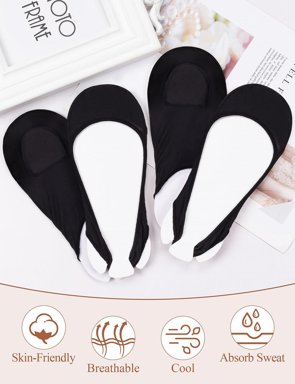 Носки Becellen, без следа, для балеток, с подкладкой для стопы, дышащие, полуноски для босоножек, 4 пары, фото №5