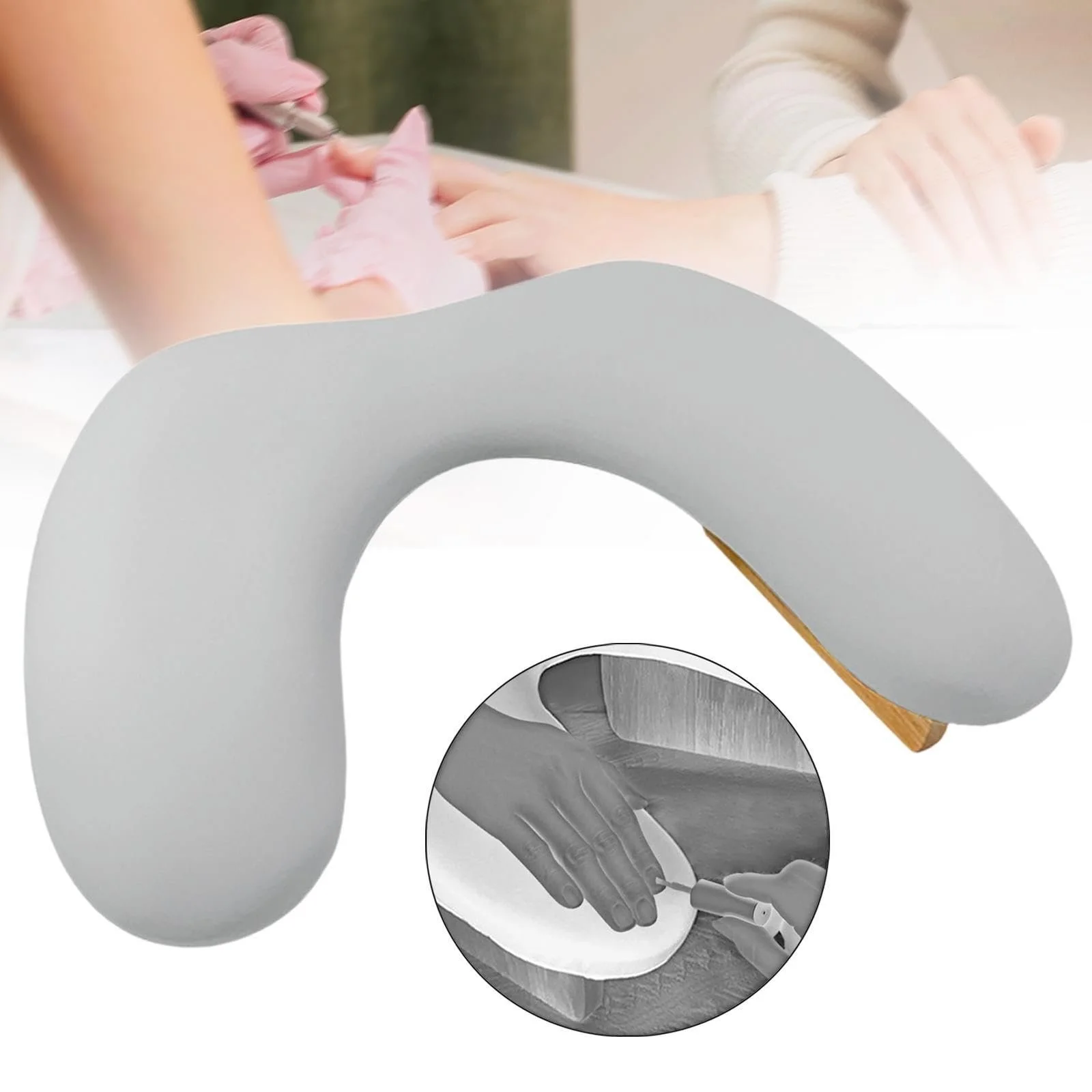 Підлокітник Generic, подушка для рук для манікюру, сіра, фото №5