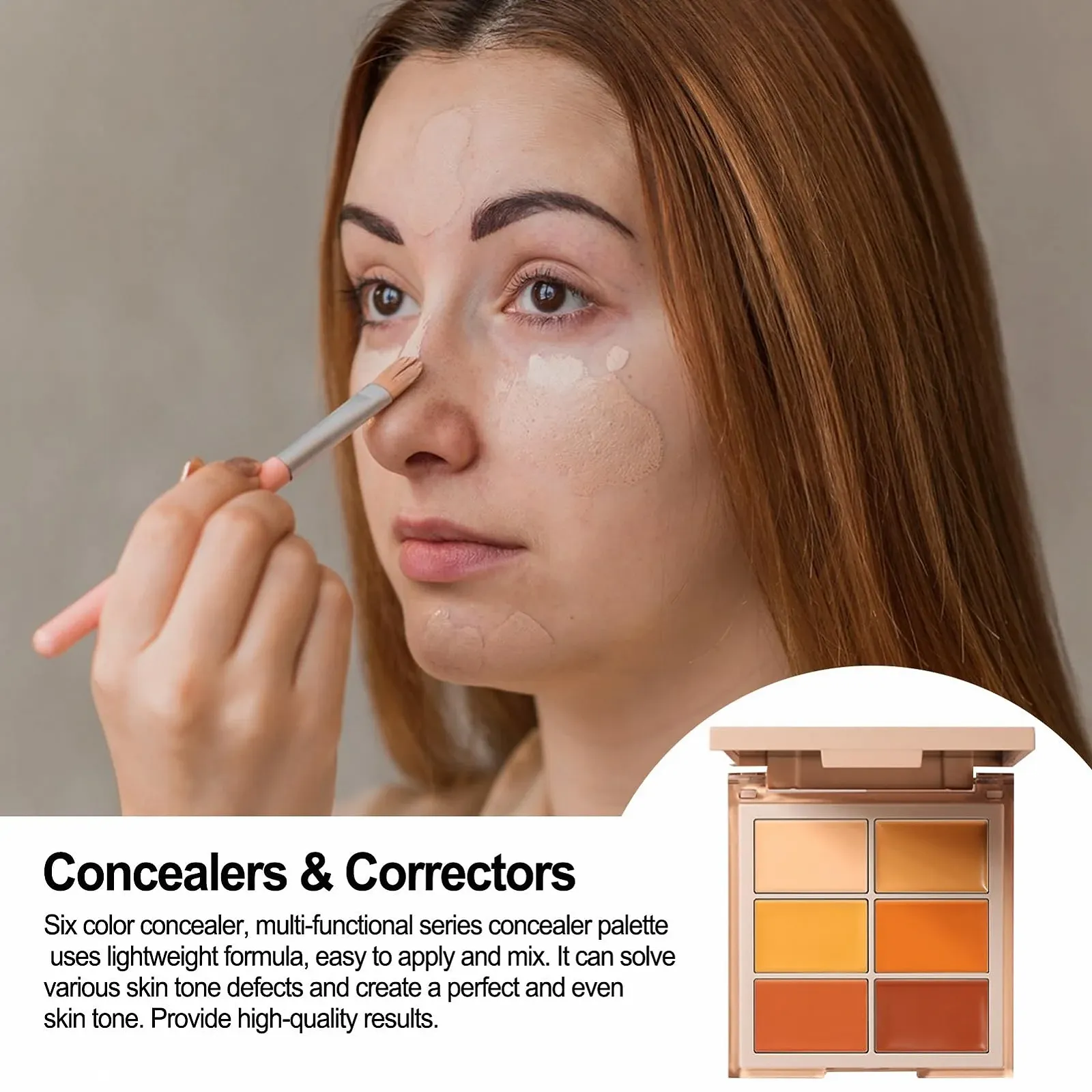 Палетка консилеров Goowafur 6 цветов Корректор тона кожи для лица - Многофункциональный крем-консилер для макияжа с полным покрытием для контурирования, фото №2 Палетка консилеров Goowafur 6 цветов Корректор тона кожи для лица - Многофункциональный крем-консилер для макияжа с полным покрытием для контурирования, фото №2