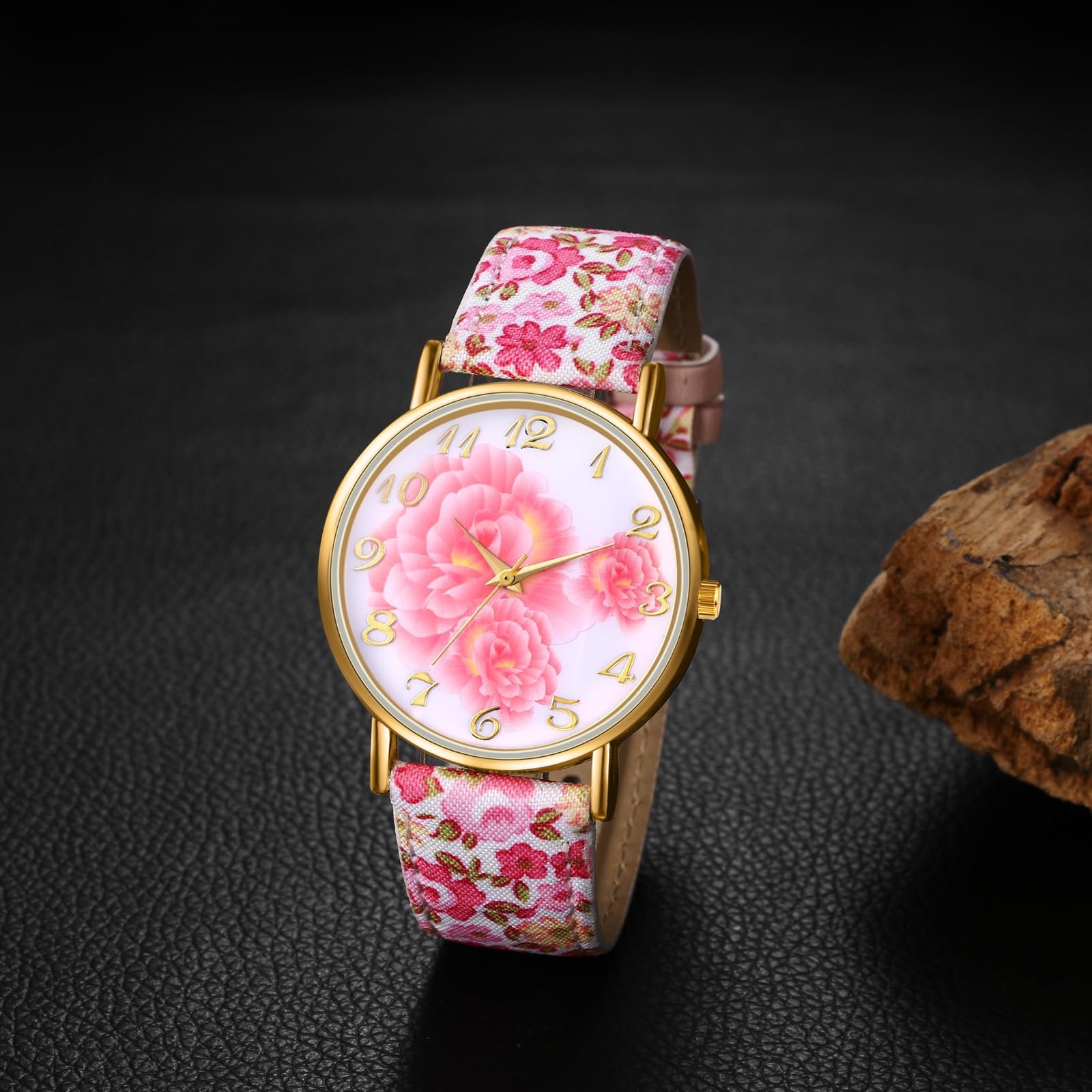 Часы женские OIDEA Кварцевые Аналоговые Кожаный ремешок Цветочный принт, фото №5 Часы женские OIDEA Кварцевые Аналоговые Кожаный ремешок Цветочный принт, фото №5