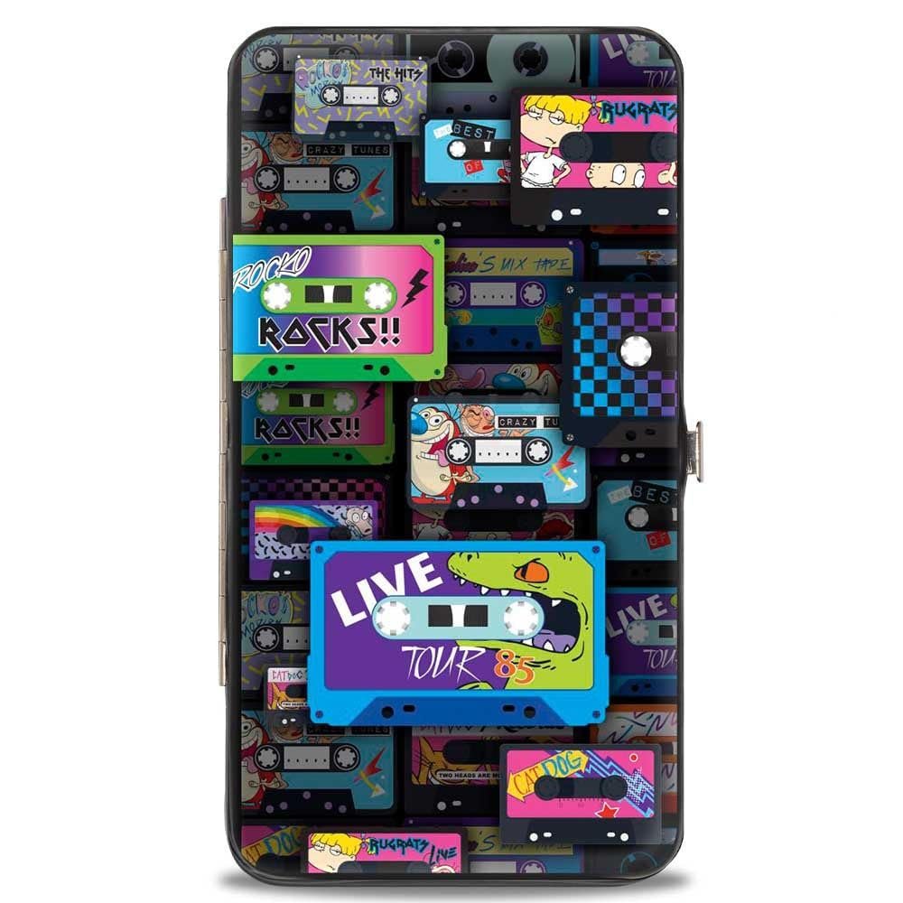 Кошелек Buckle-Down Hinge - Nick 90's Rewind Mash Up Cassette Tapes Collage Черный, разноцветный, фото №2