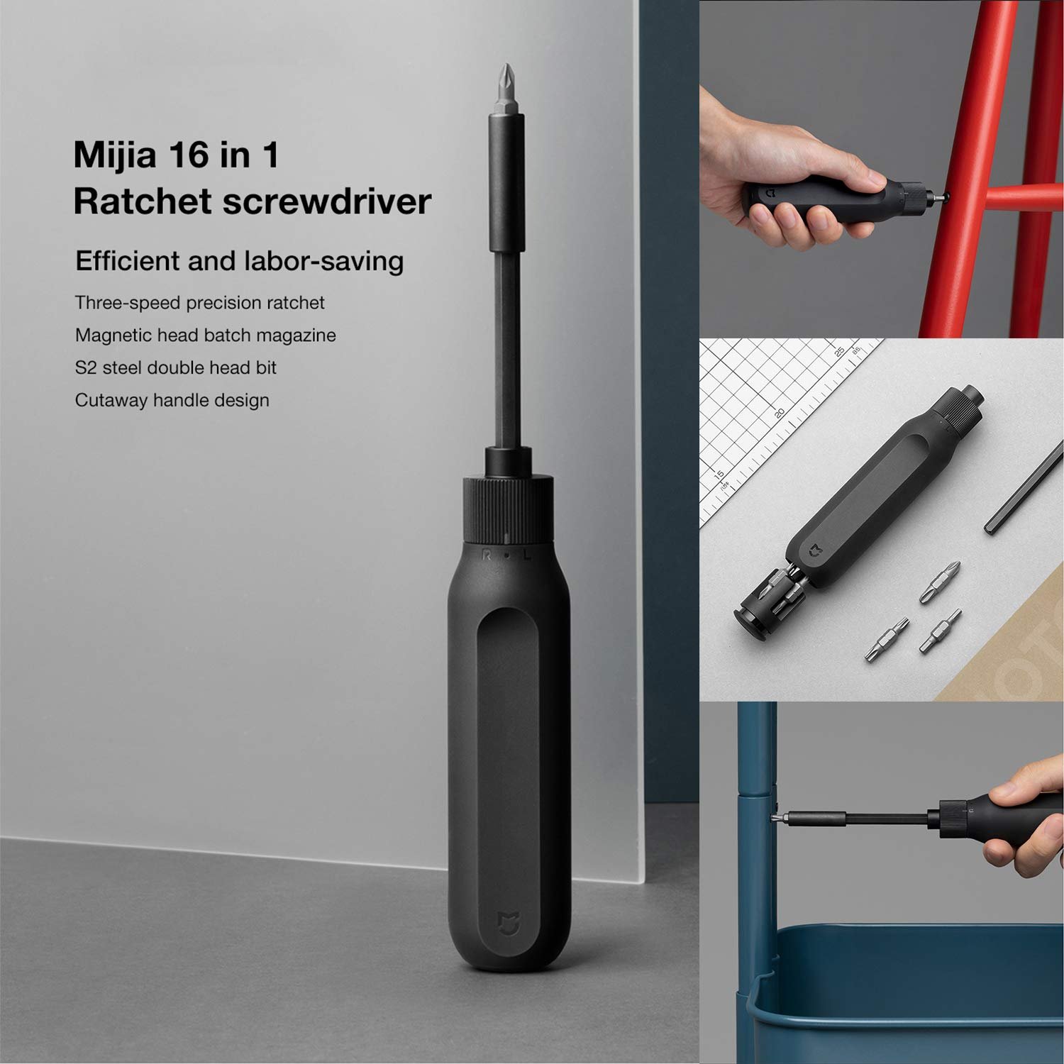 Викрутка Mijia 16-в-1 Ratchet Screwdriver високої точності з картриджами, фото №2