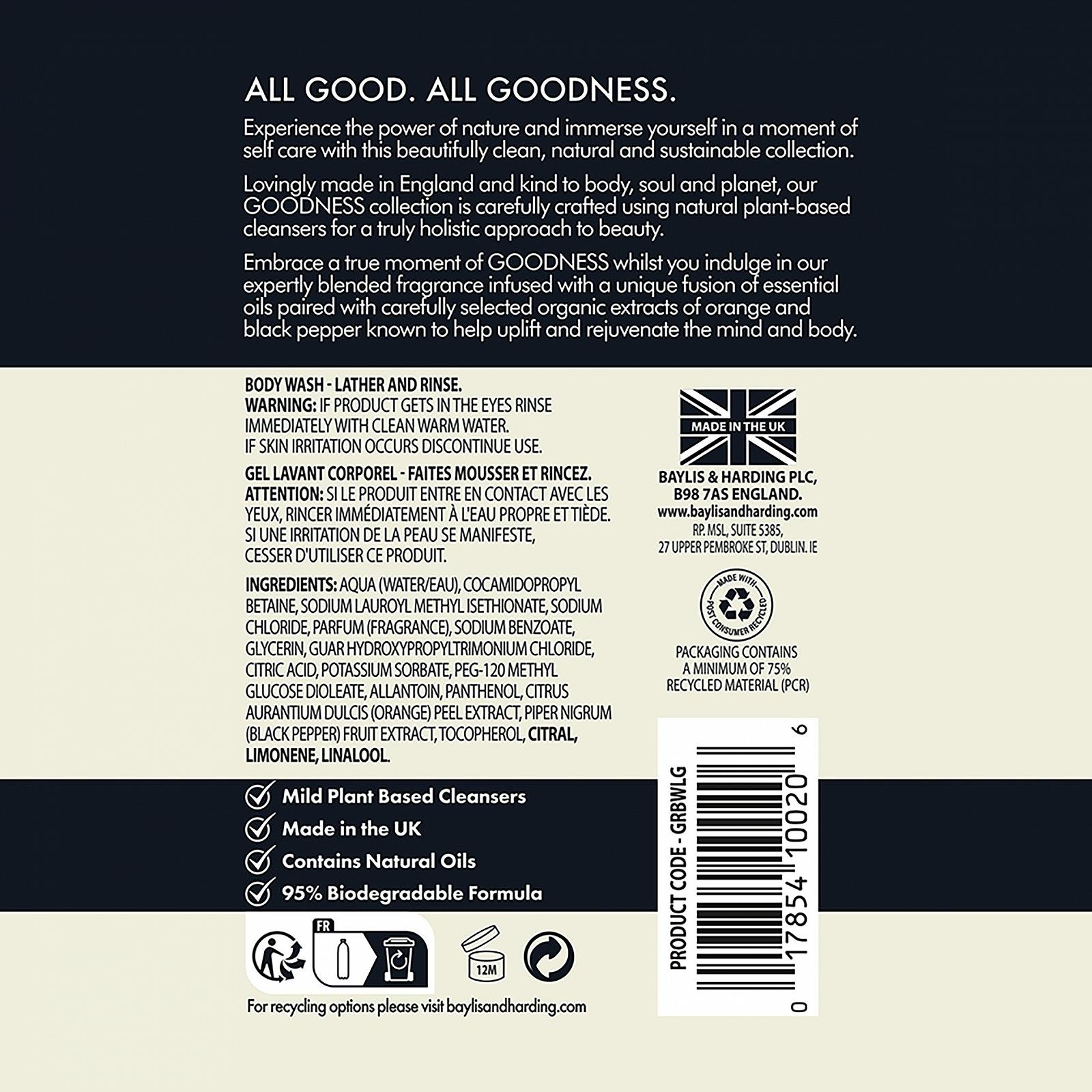 Гель для душу Baylis & Harding Goodness Лемонграс і імбир 500 мл 3 шт., фото №6