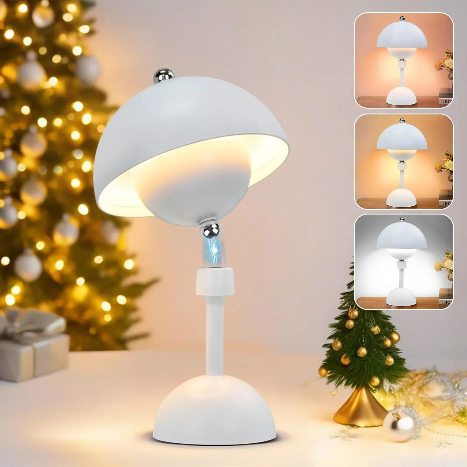 Настільна лампа Rosnek Mushroom Wireless LED 360° Magnetic Swivel 5000 mAh 3 Colours White, фото №1