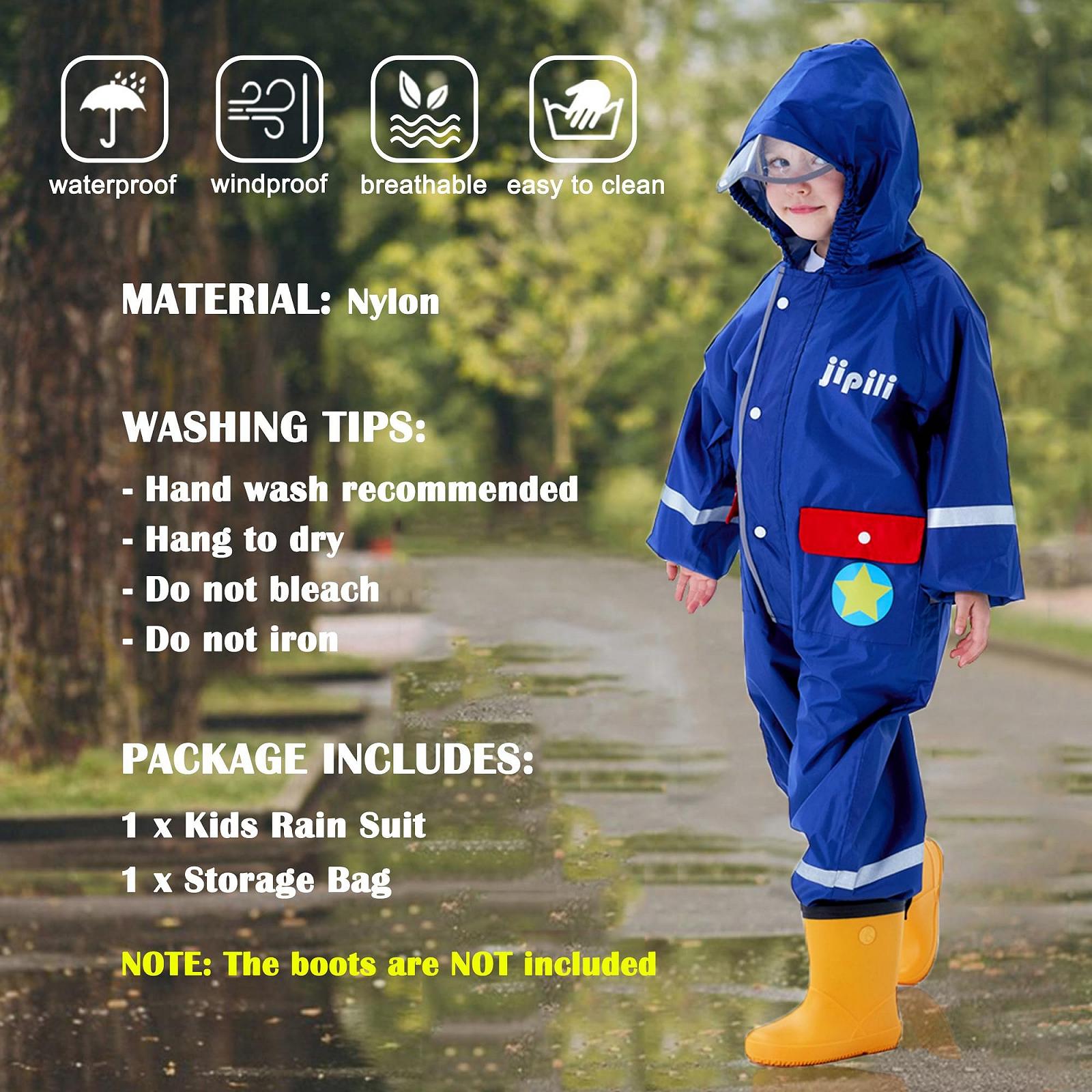 Дитячий дощовий комбінезон Fewlby, дощове пончо для хлопчиків та дівчаток, фото №4