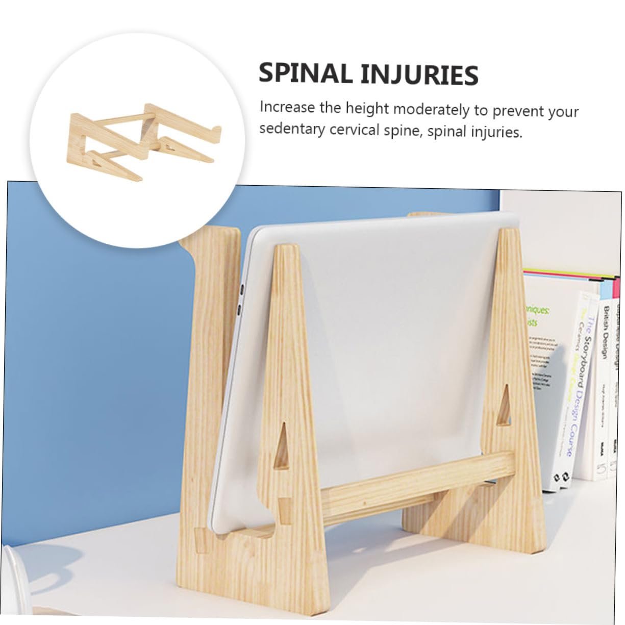 Підставка Sewroro для ноутбука, дерев'яна, міцна, ергономічна. Піднята висота для полегшення болю в шиї та спині, довговічна., фото №9