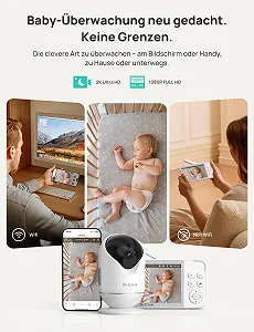Відеоняня Dr.Care VistaView Smart WLAN 5 дюймів 1080P HD 2K камера датчик руху та плачу нічне бачення 5000 мАг двосторонній аудіозв'язок 390 м з 2 камерами synthetic.ua - Фото 1