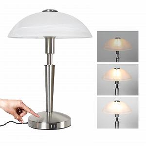 Настільна лампа з сенсорним димером матова латунь скло алебастр срібляста - Фото 1