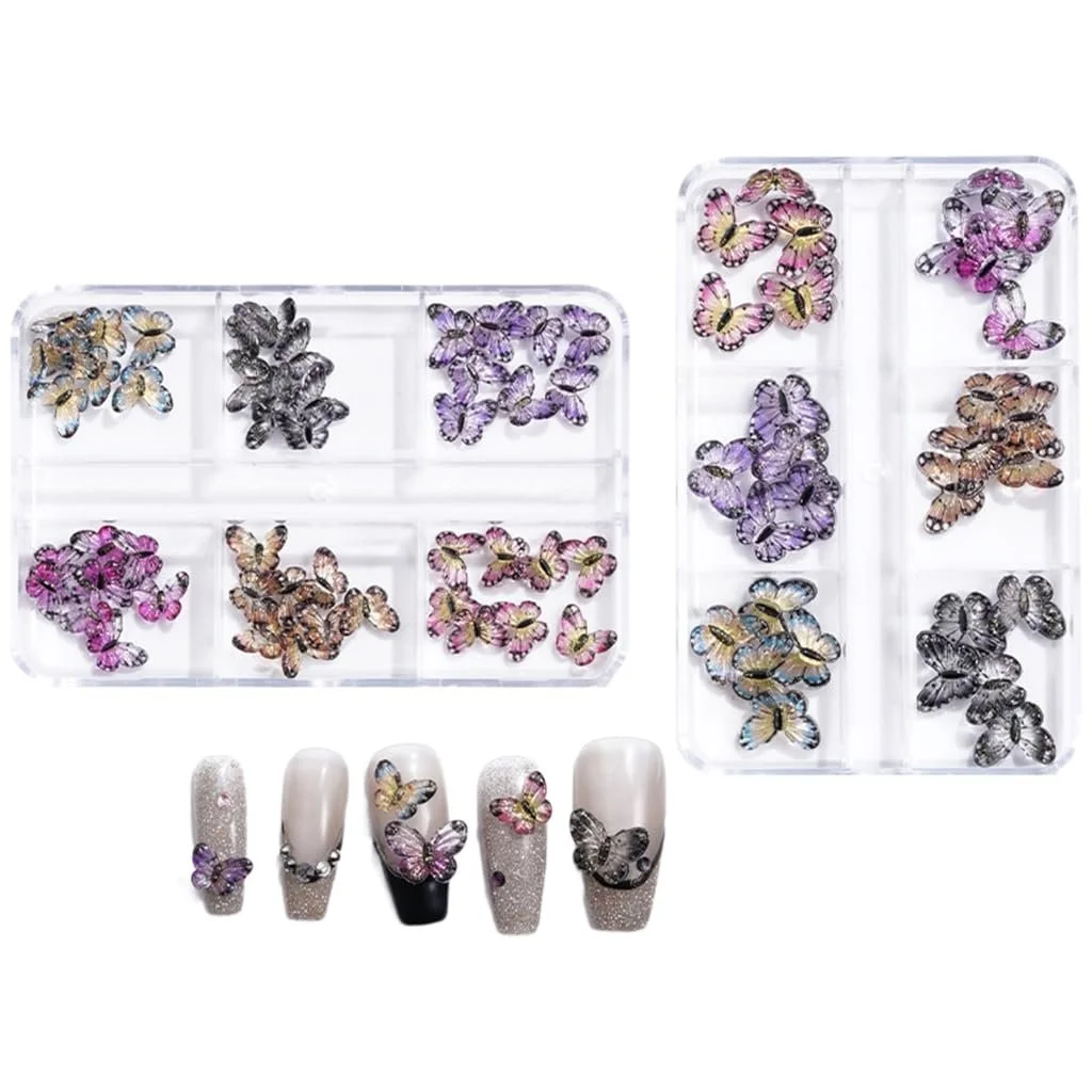 3D Украшения для ногтей Бабочки Смола Стразы, фото №3