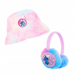 Шапка с ушками Disney Stitch для девочек, плюшевая, из мягкого флиса, зимняя - Фото 1