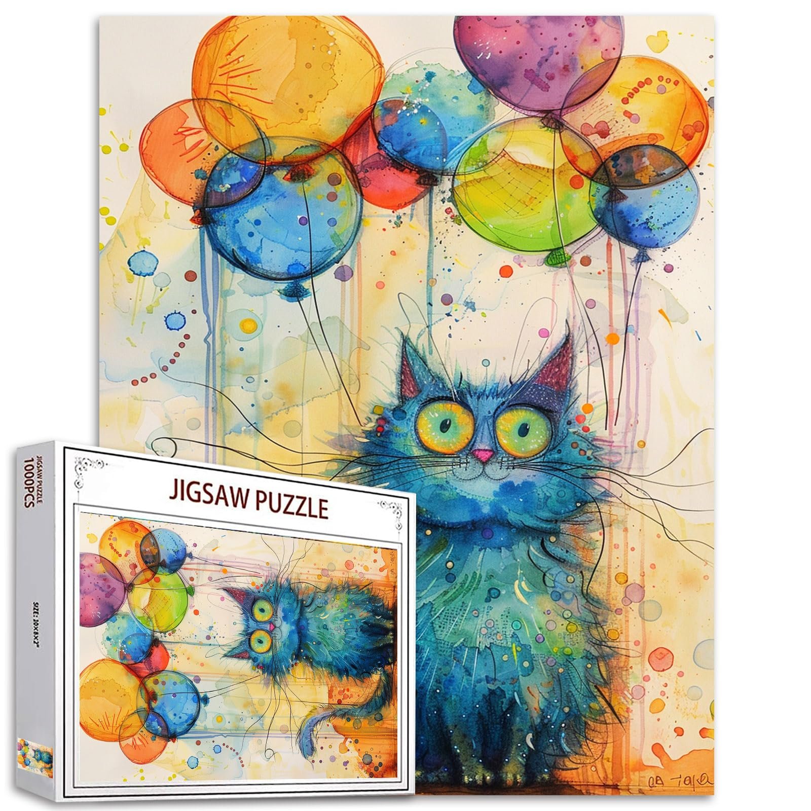 Пазлы Tucocoo Abstract Blue Cat Painting Colourful Balloons 1000 элементов DIY, фото №1